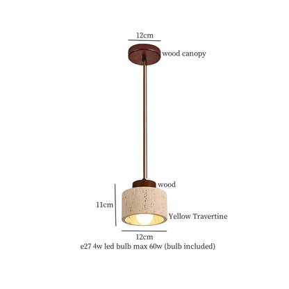 DecorBites™ Japanese LED Hanging Lamp Yellow Travertine Pendant Lighting for Bedroom and Dining Room