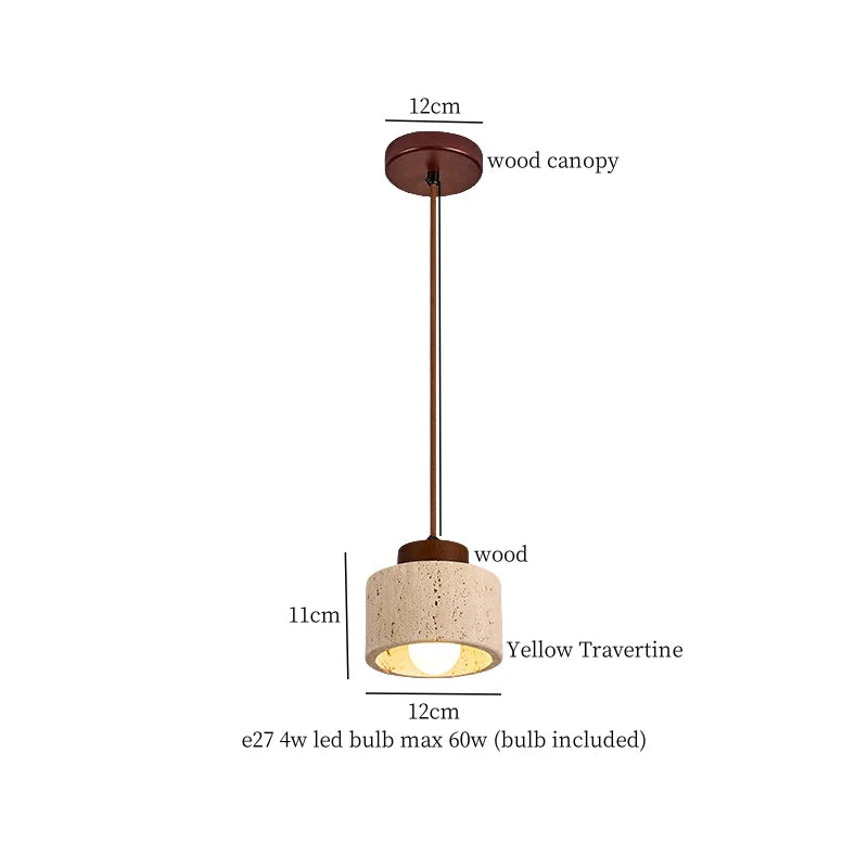 Copper Vintage Pendant Light Travertine Stone
