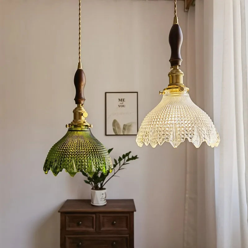 Green Glass Pendant Light Japanese Design Dining