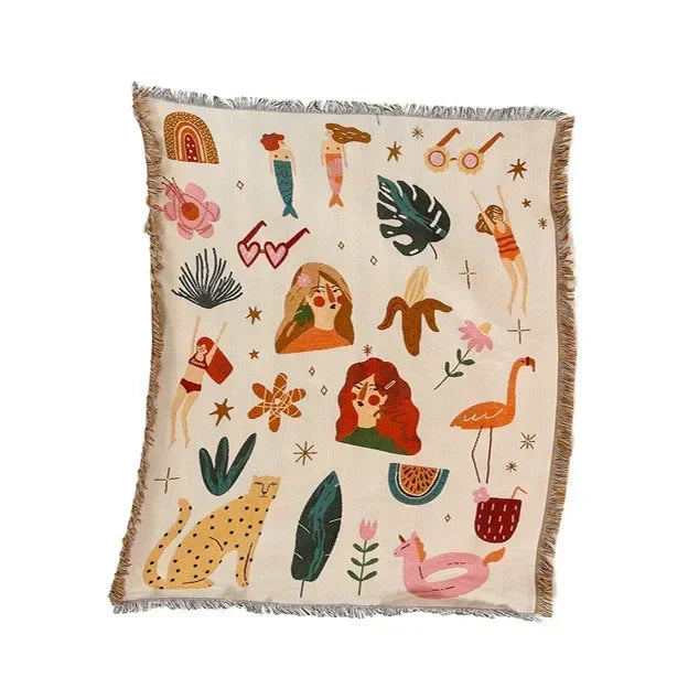 DecorBites™ Gothic Thread Double-sided Tapestry Blanket - Versatile Homestay and Outdoor Decoration