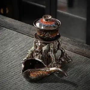 DecorBites™ Dragon Teapot & Magnetic Rotating Tea Set, Chinese Kung Fu Teaware