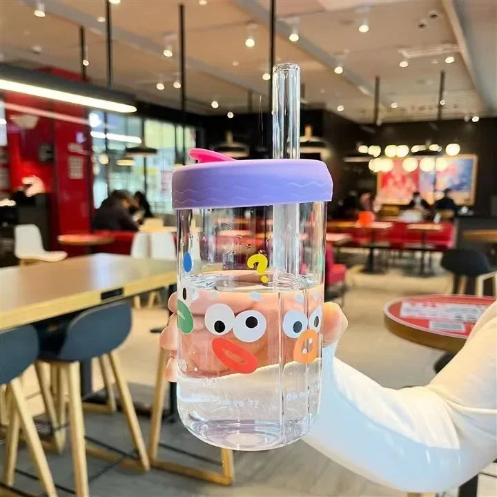 Glass Cartoon Bubble Tea Cup