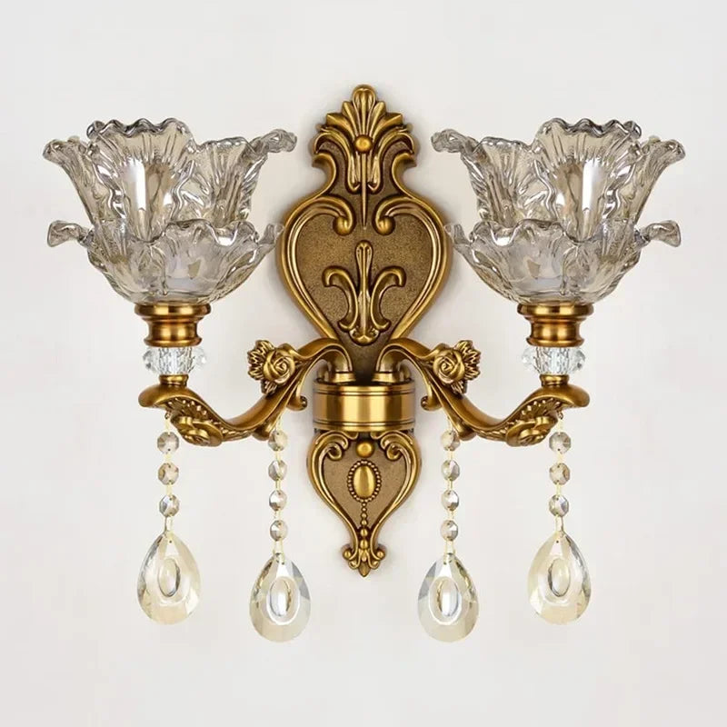DecorBites™ Crystal Glass Dual Head Wall Lamp - European Retro Style