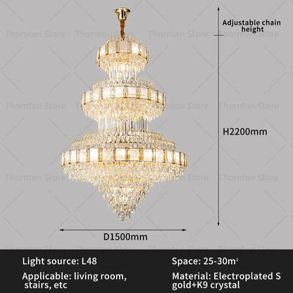 DecorBites™ Crystal Chandelier: Modern European Loft Duplex Villa Staircase Lighting