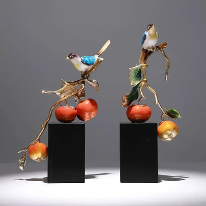 DecorBites™ Chinese Enamel Persimmon Ruyi Ornament for Living Room Wine Cabinet Décor