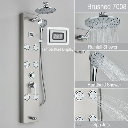 DecorBites™ Rainfall Shower Panel with Storage Rack and Massage Jets