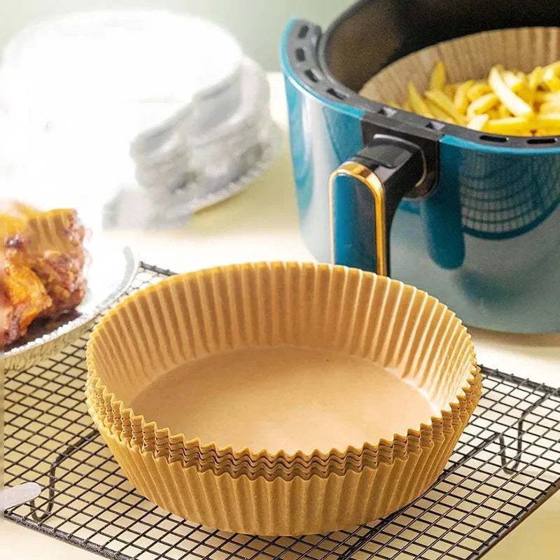 DecorBites™ Air Fryer Paper Liner: Non-Stick Round Baking Mat, 50PCS