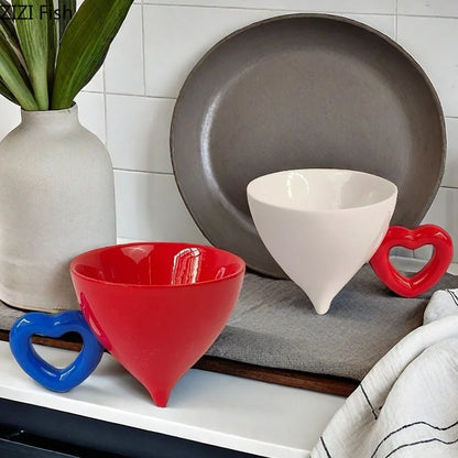 DecorBites™ Heart Shape Ceramic Coffee Mug Teacup Fruit Juice Container - Set of 2