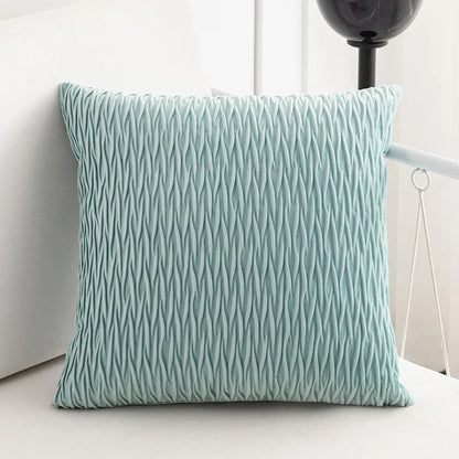 Decobites Velvet Striped Pleated Square Pillowcase