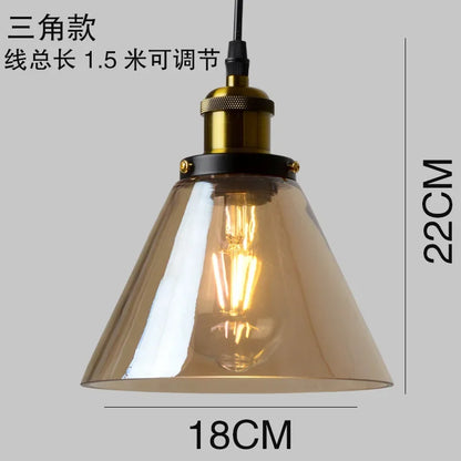 Retro Industrial Gray Glass Pendant Light