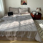 Decobites Korean Princess Lace Ruffles Summer Quilt Bedspread - 3Pc Bedding Set