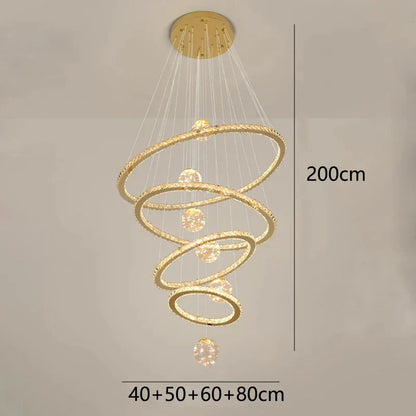 DecorBites™ Crystal Chandelier Stair Pendant Lamp Living Room Interior Lighting