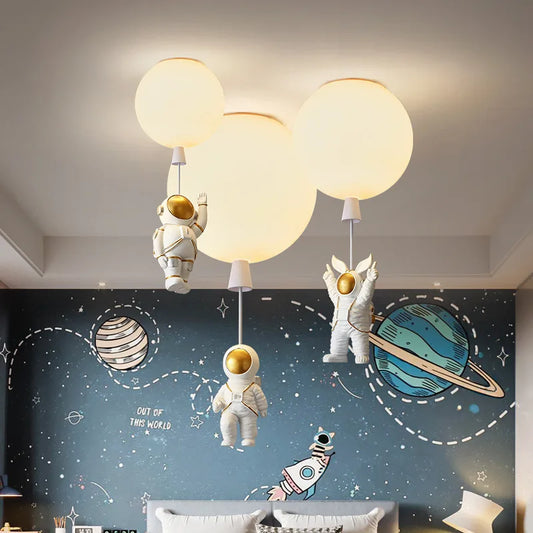 DecorBites™ LED Astronaut Glass Ball Pendant Light for Children's Room