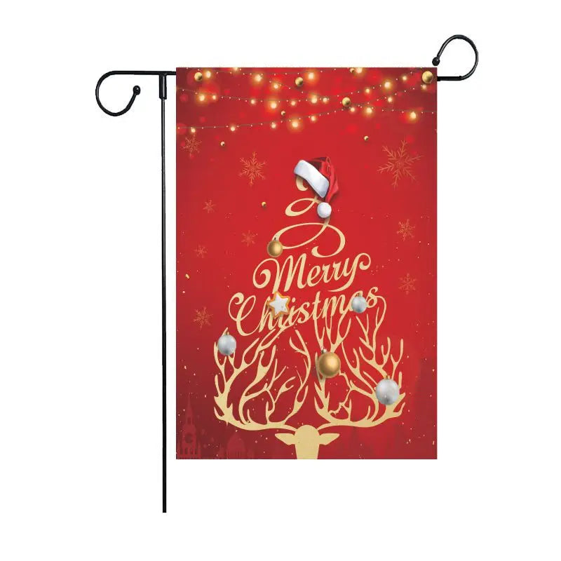 DecorBites™ Christmas Deer & Santa Garden Flags - Outdoor Xmas Decorations