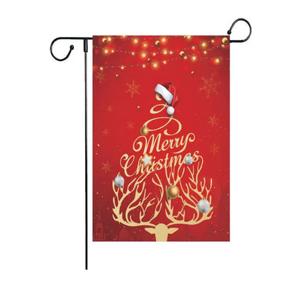 DecorBites™ Christmas Deer & Santa Garden Flags - Outdoor Xmas Decorations