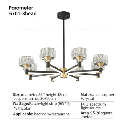 DecorBites™ Crystal Chandelier Modern Luxury Light for Living Hall Dining Bedroom