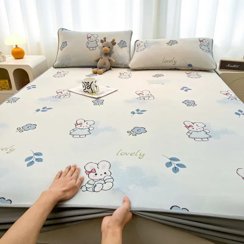 مرتبة DecorBites™ المبردة من الحرير الجليدي - 3 قطع، عالية الجودة، نمط بسيط، مضادة للتجاعيد.