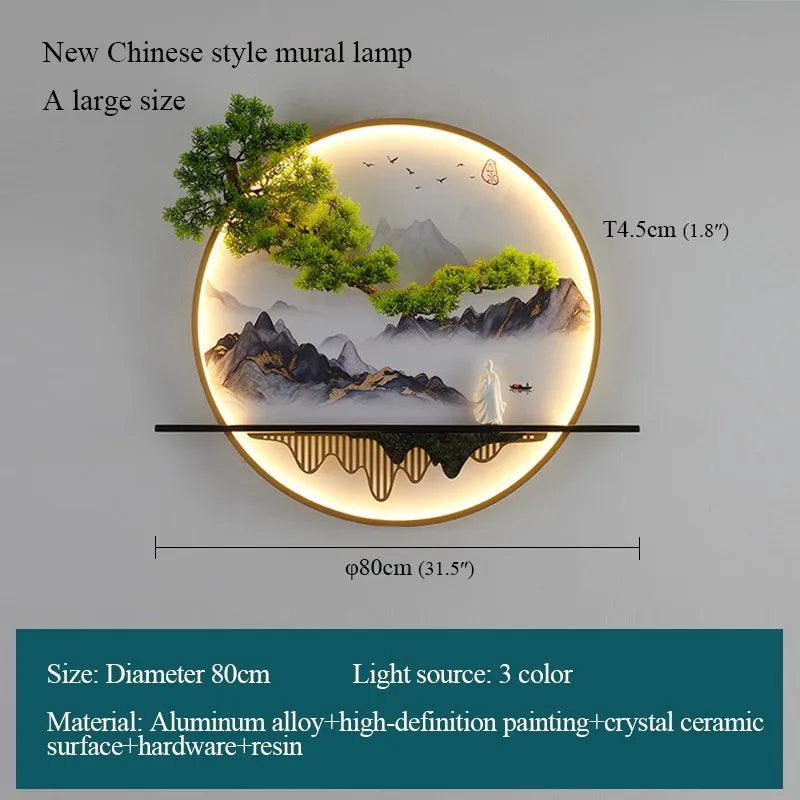 DecorBites™ Chinese Landscape LED Wall Lamp for Home Living Bedroom Study