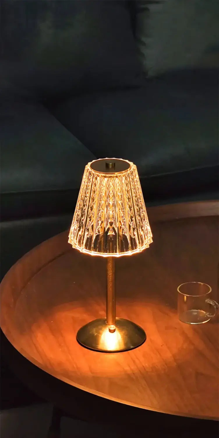 DecorBites™ Crystal retro table lamp bedroom bedside lamp luxurious atmosphere lamp rechargeable dimming LED light