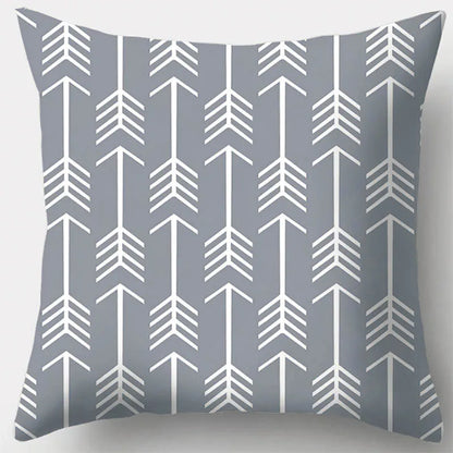 DecorBites™ Grey Geometry Leaves Floral Stripes Plaids Print Lumbar Pillow Case