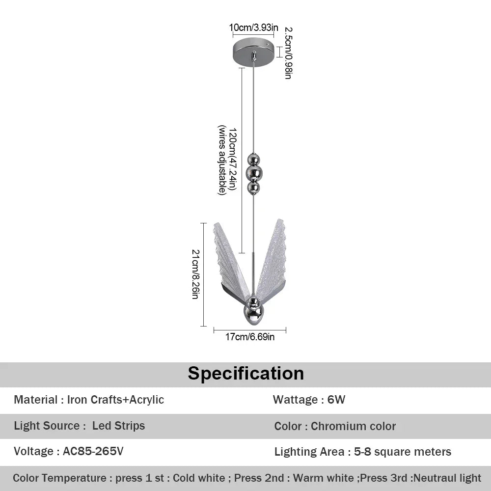 مصباح معلق LED على شكل فراشة من DecorBites™ لغرفة النوم وغرفة المعيشة: مصابيح تركيبية حديثة من Chanderlier