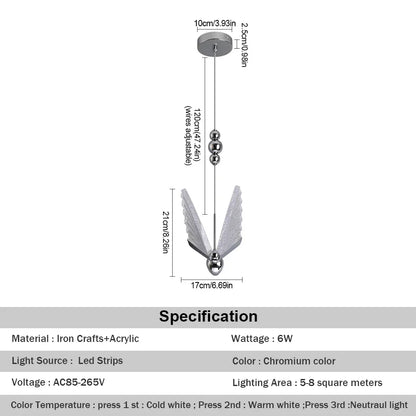 مصباح معلق LED على شكل فراشة من DecorBites™ لغرفة النوم وغرفة المعيشة: مصابيح تركيبية حديثة من Chanderlier