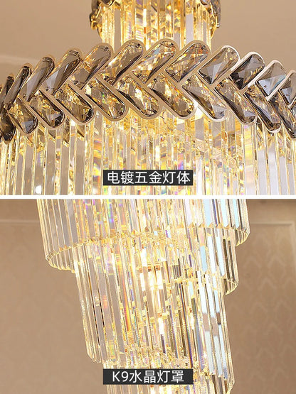 DecorBites™ Crystal Chandelier Spiral Staircase Luxury Lighting