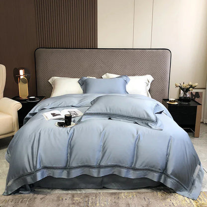 DecorBites™ Eucalyptus Lyocell Luxury Bedding Set in White Champagne Grey Pink