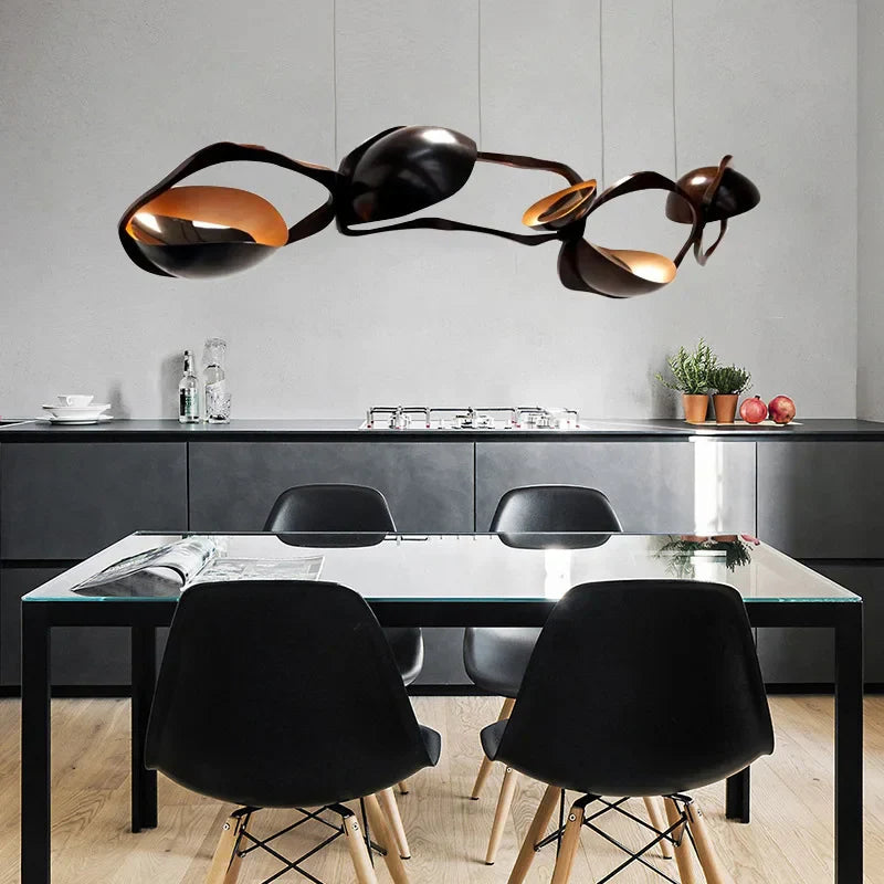 ثريا ديكوربايتس™ LED من الفولاذ المقاوم للصدأ باللون الأسود - تصميم عصري فاخر لغرفة المعيشة