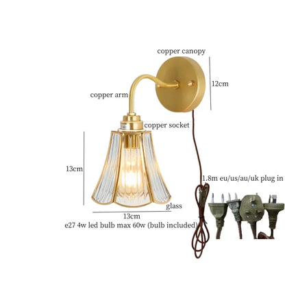 Decorbites™ Messing Glas LED Wandlampe Badezimmerspiegel Vintage Wandapplikation