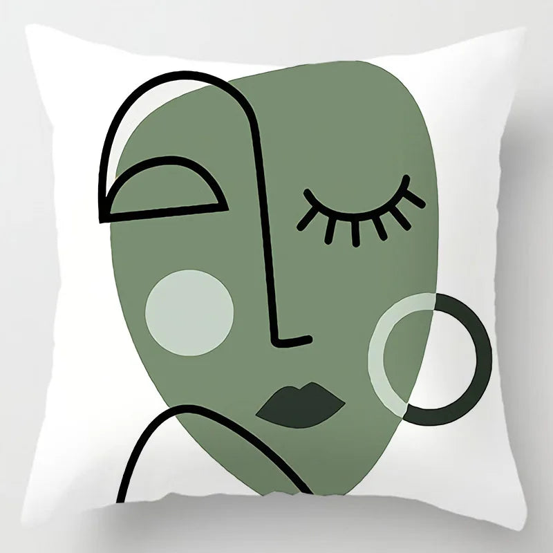 Funda de cojín DecorBites™ con estampado de hojas geométricas para decoración y confort del hogar