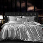 Decobites Mulberry Silk-blend Satin Duvet Cover Set for King & Queen Beds