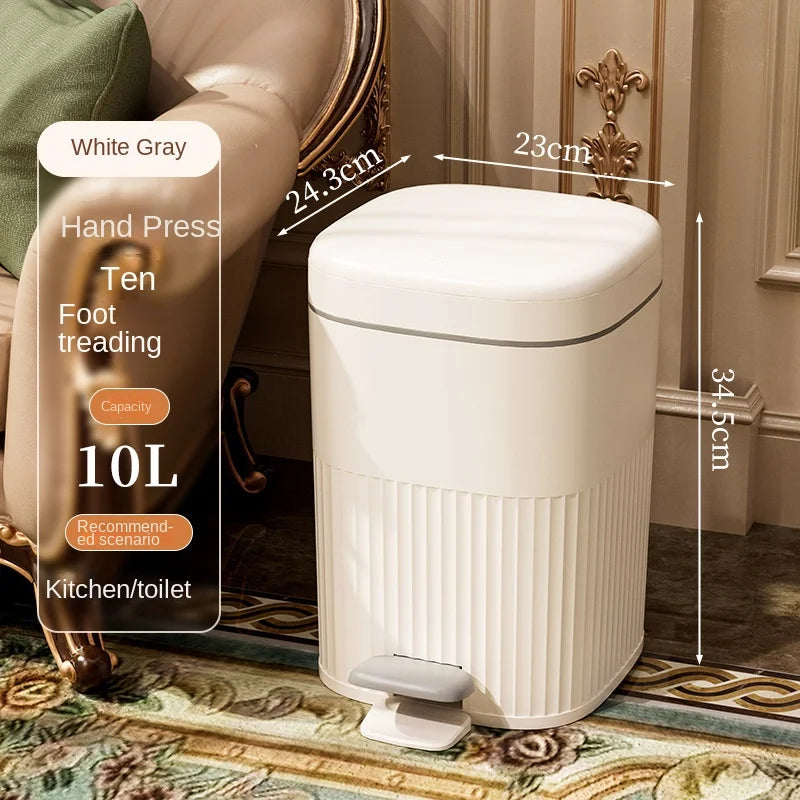 DecorBites™ Light Luxury Pedal Trash Can with Lid for Kitchen Bathroom Large Capacity Bin