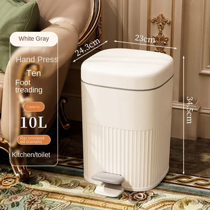 DecorBites™ Light Luxury Pedal Trash Can with Lid for Kitchen Bathroom Large Capacity Bin