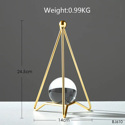 DecorBites™ Bola de Cristal Artesanal: Decoración Nórdica Moderna de Metal, Ligeramente Lujosa, para el Hogar y el Mueble de TV