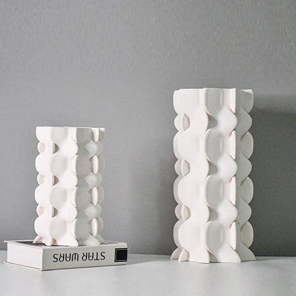 مزهرية زهور خزفية هندسية قابلة للطي من DecorBites™‎ لديكور المنزل