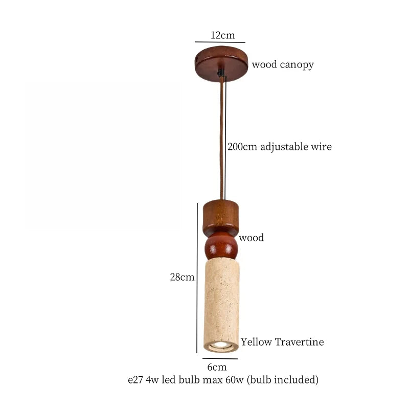 Yellow Travertine Pendant Lamp Polished Copper