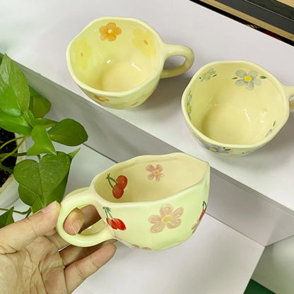 Ins Style Hand Kneading Special-Shaped Ceramic Coffee Cup Flower Creative Mug High Color Value Breakfast Cup Juice Cup Milk Cup