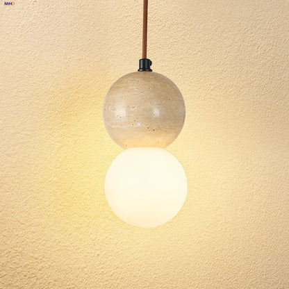DecorBites™ LED Gourd Pendant Light Aisle Hotel Living Room Fixture Glass Travertine Hang Lamp