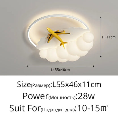 DecorBites™ Kids Cloud Airplane Ceiling Light: Modern LED Bedroom Chandelier for Boys and Girls
