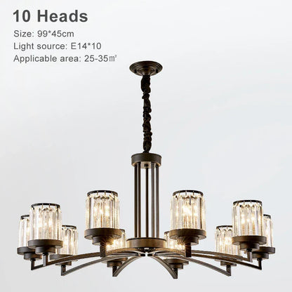 DecorBites™ Black Art Crystal Chandelier for Luxury Living Room Bedroom Lighting Fixtures