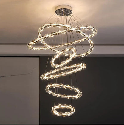 DecorBites™ Crystal Chandelier: Modern Minimalist LED Lighting for Living Room and Villa Home