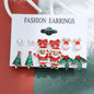 6 pairs/lot Christmas Earrings Xmas Tree Elk Snowman Santa Claus Cute Stud Earrings Set Kit Christmas Gifts For Women Girls Kids