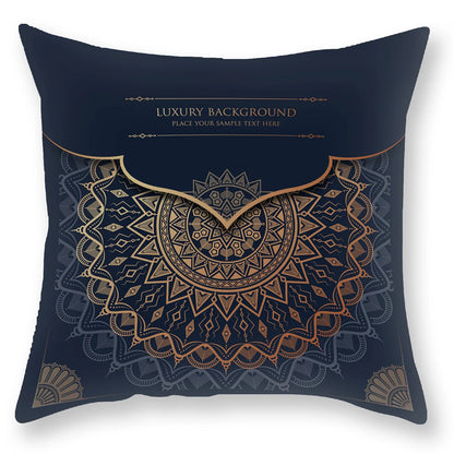 غطاء وسادة DecorBites™ الفاخر المطبوع عليه ماندالا باللون الأسود الذهبي §