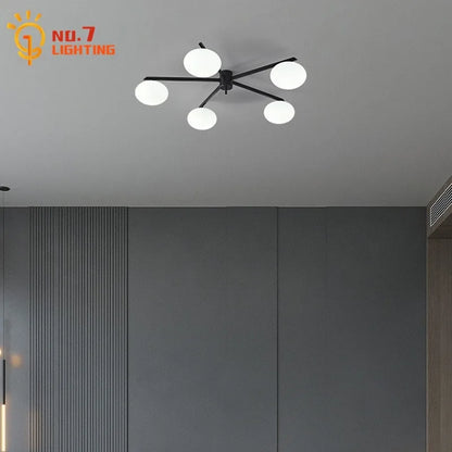 ديكوربايتس™ - وحدة إضاءة LED حديثة للسقف من النحاس اللامع باللونين الأسود والذهبي لغرفة المعيشة/المطبخ/الشرفة