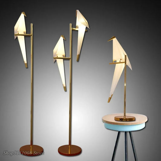 DecorBites™ Bird Origami Floor Lamp | Nordic Gold Bedroom Living Room Study Reading Light