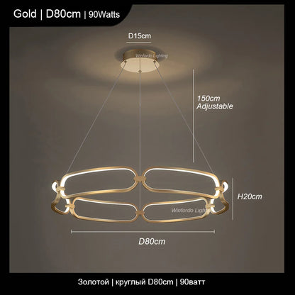 ثريا أدارا الفاخرة LED من DecorBites™: إضاءة حلقية عصرية للديكور الداخلي للمنزل