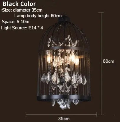 DecorBites™ Iron Birdcage Crystal Chandelier: Spherical Pendant Light for Home Decor