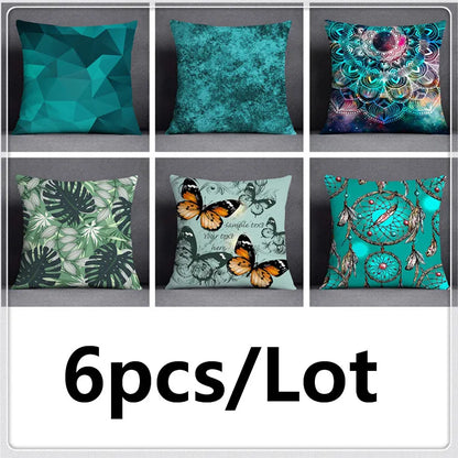 DecorBites™ Green Leaves Flower Pillowcase Set | Modern Winter Short Plush 45x45cm Cozy Covers