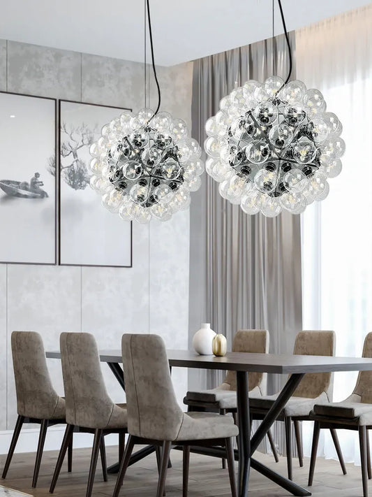 DecorBites™ Clear Glass Bubble G4 LED Dandelion Chandelier - Gold/Silver/Black Hardware